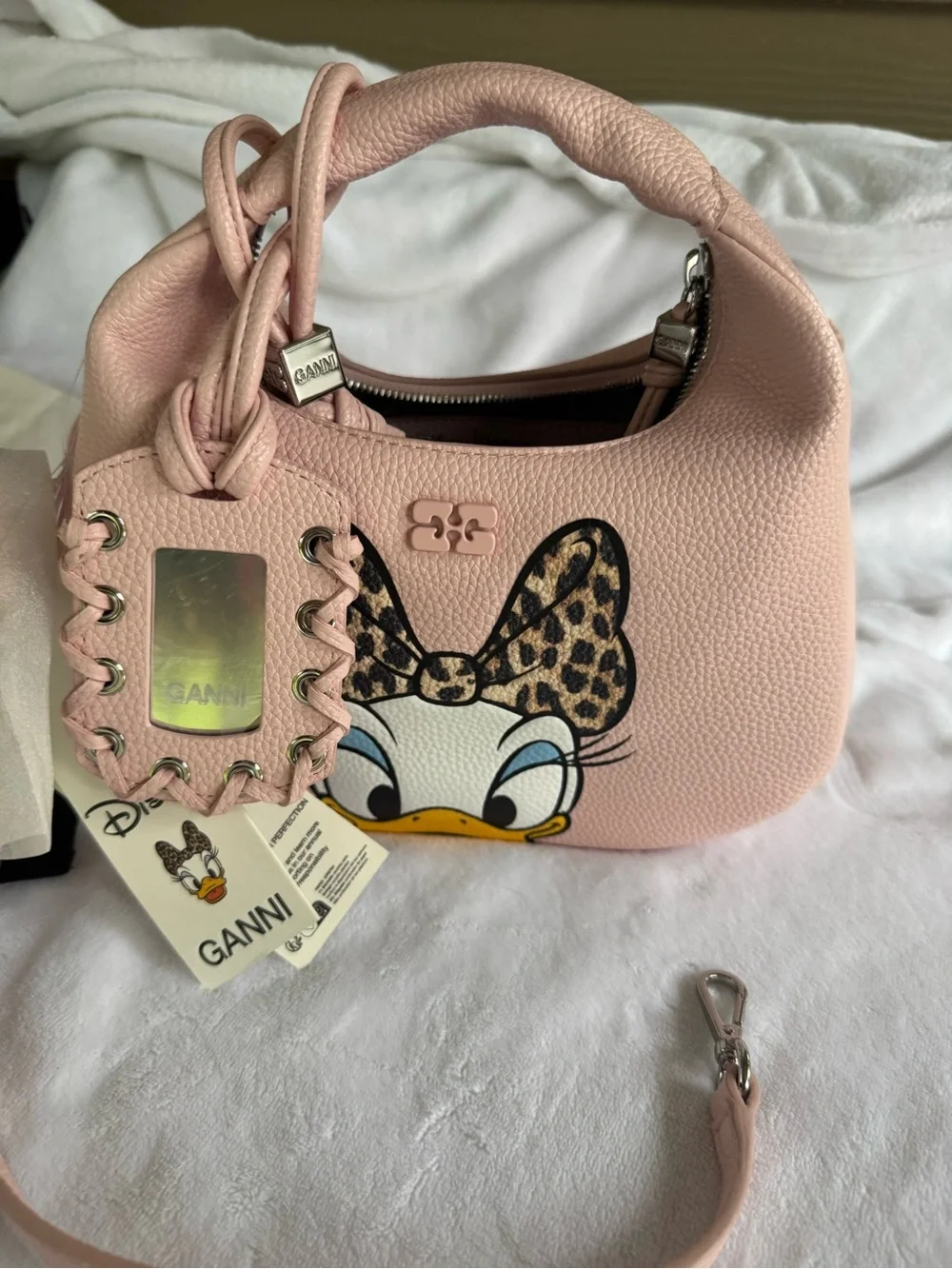 GANNI x Daisy Duck Mini Hobo Bag Chalk Pink Rare Disney Collab Crossbody
